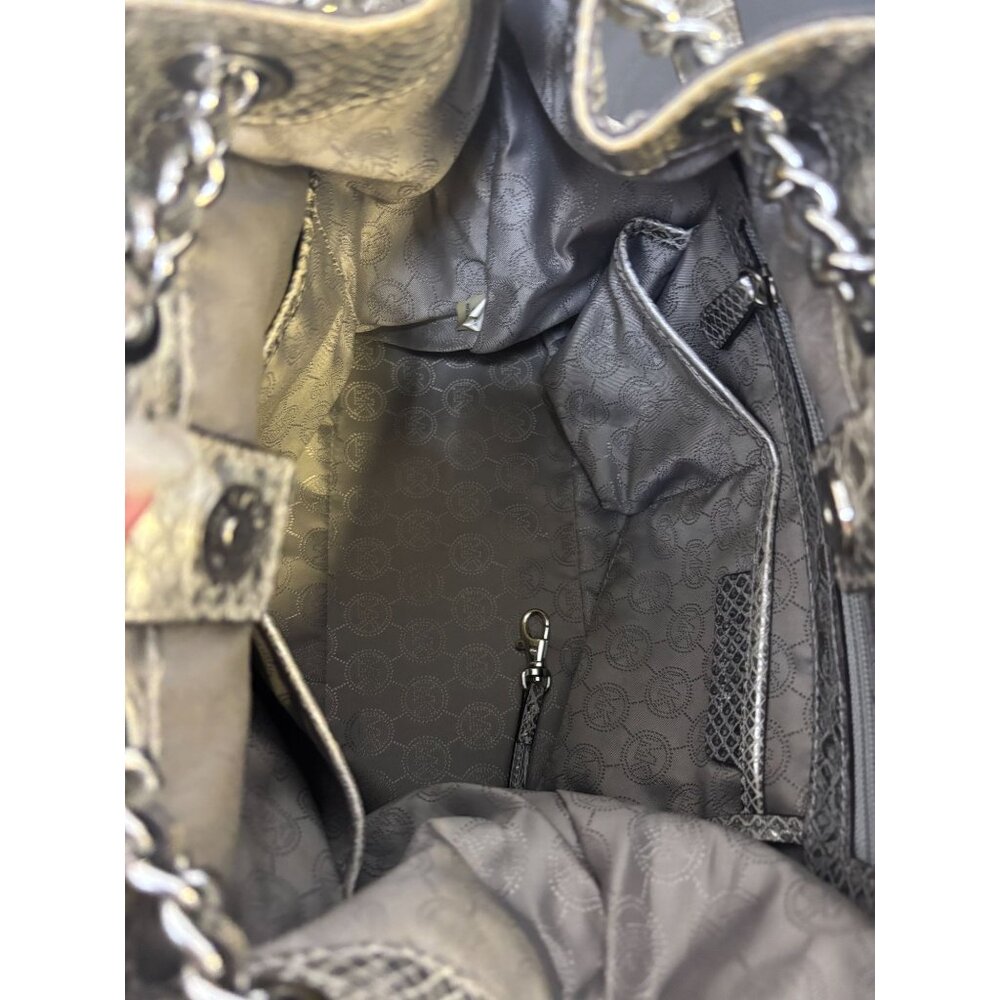 Michael Kors Metallic Snake Print Shoulder Bag With Chain Strap - Picture 6 of 7